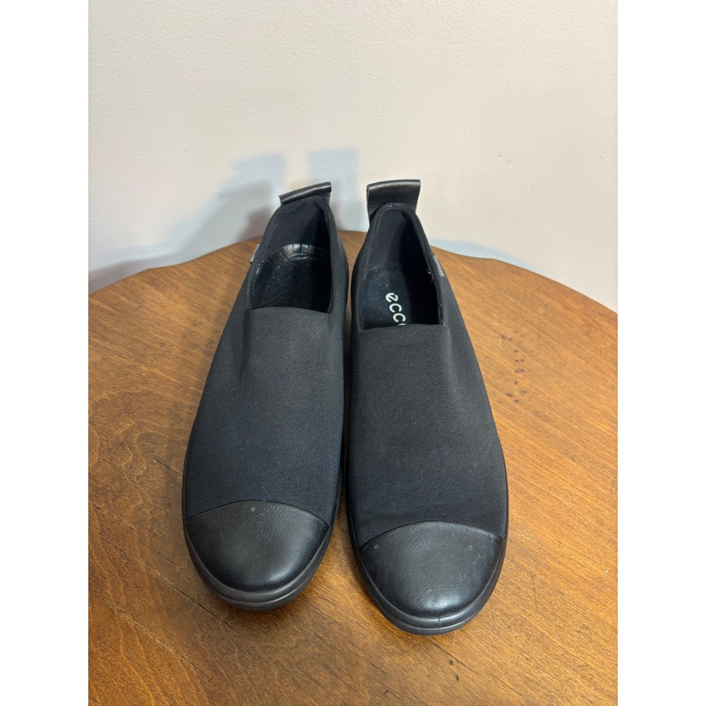 ECCO Soft 7 Tred Black Textile Leather Slip On Sneakers Womens 39 US 8 Wide
